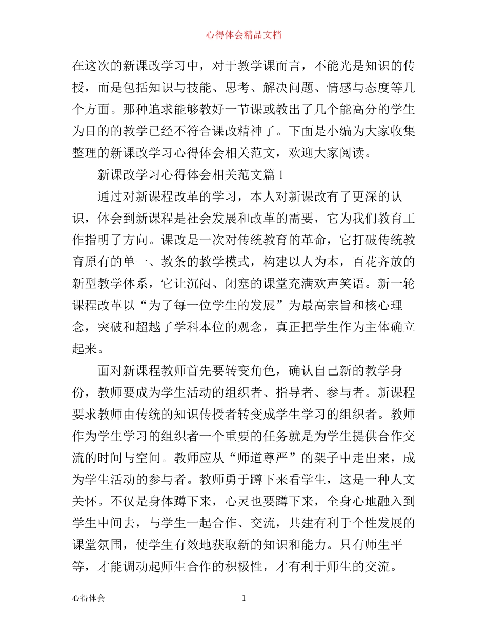 新课改学习心得体会相关范文_第1页