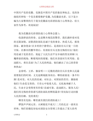 我为党徽添光彩消防战士心得体会