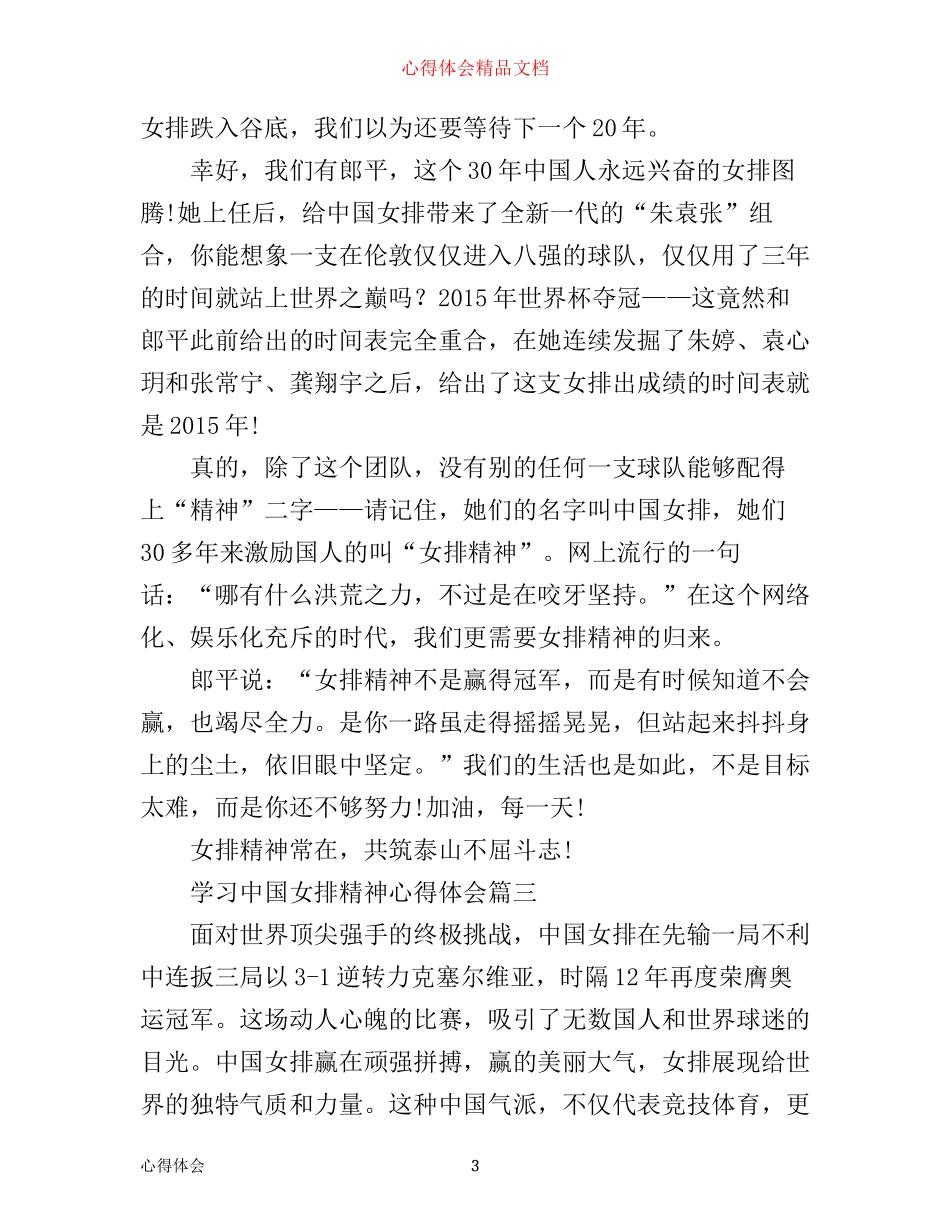 学习中国女排精神心得体会范文_第3页
