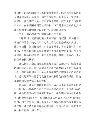 党员干部讲忠诚守纪律做标杆心得