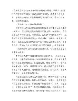 《我的大学》读书心得感想