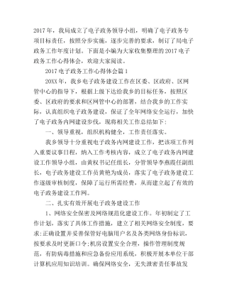2017电子政务工作心得体会