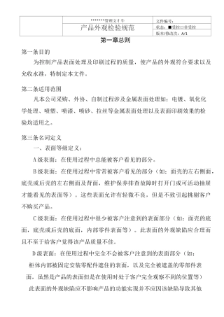 外观检验标准