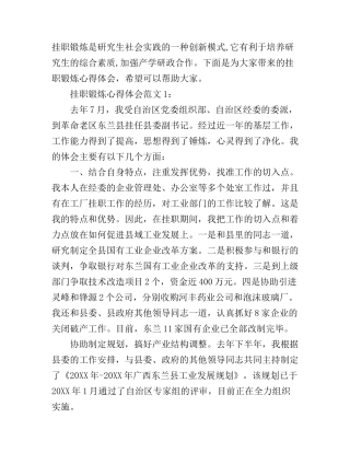 挂职锻炼心得体会3篇