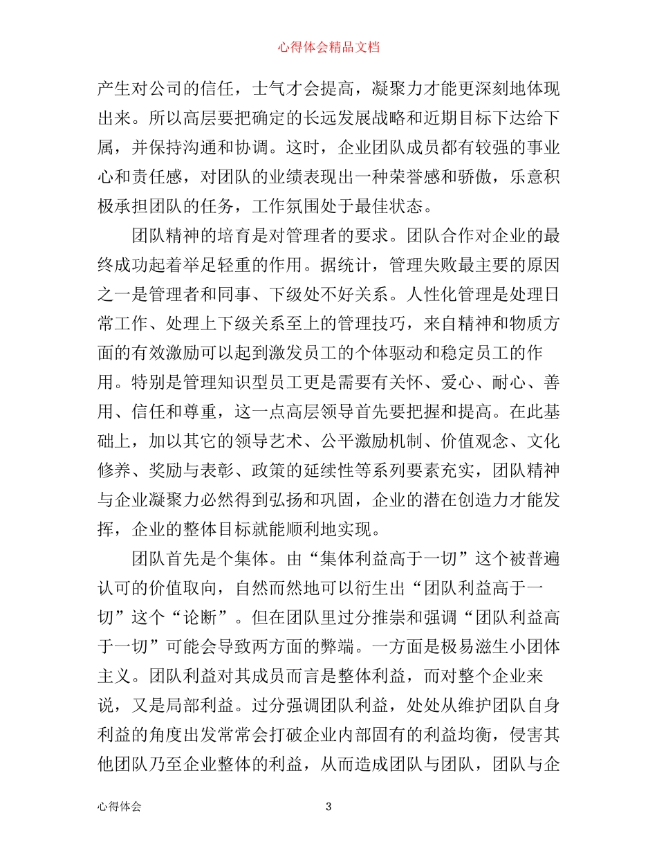 团队精神建设心得体会_第3页