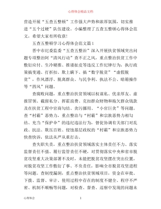 五查五整顿学习心得体会范文