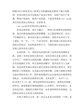 cad cam技术应用实训心得体会