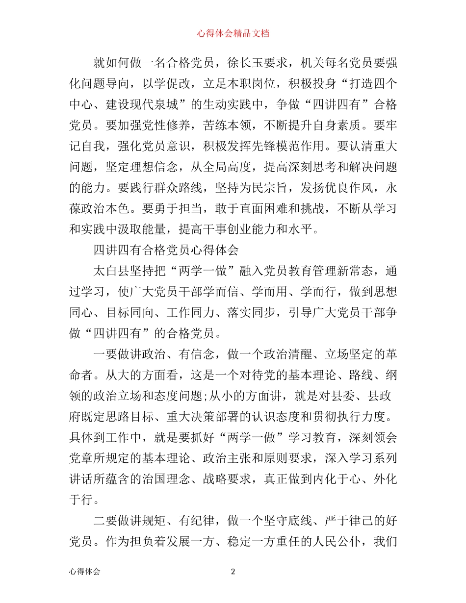 四讲四有合格党员心得体会_第2页
