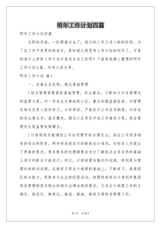 明年工作参考计划四篇