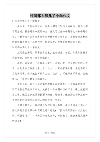 时间都去哪儿了小学作文