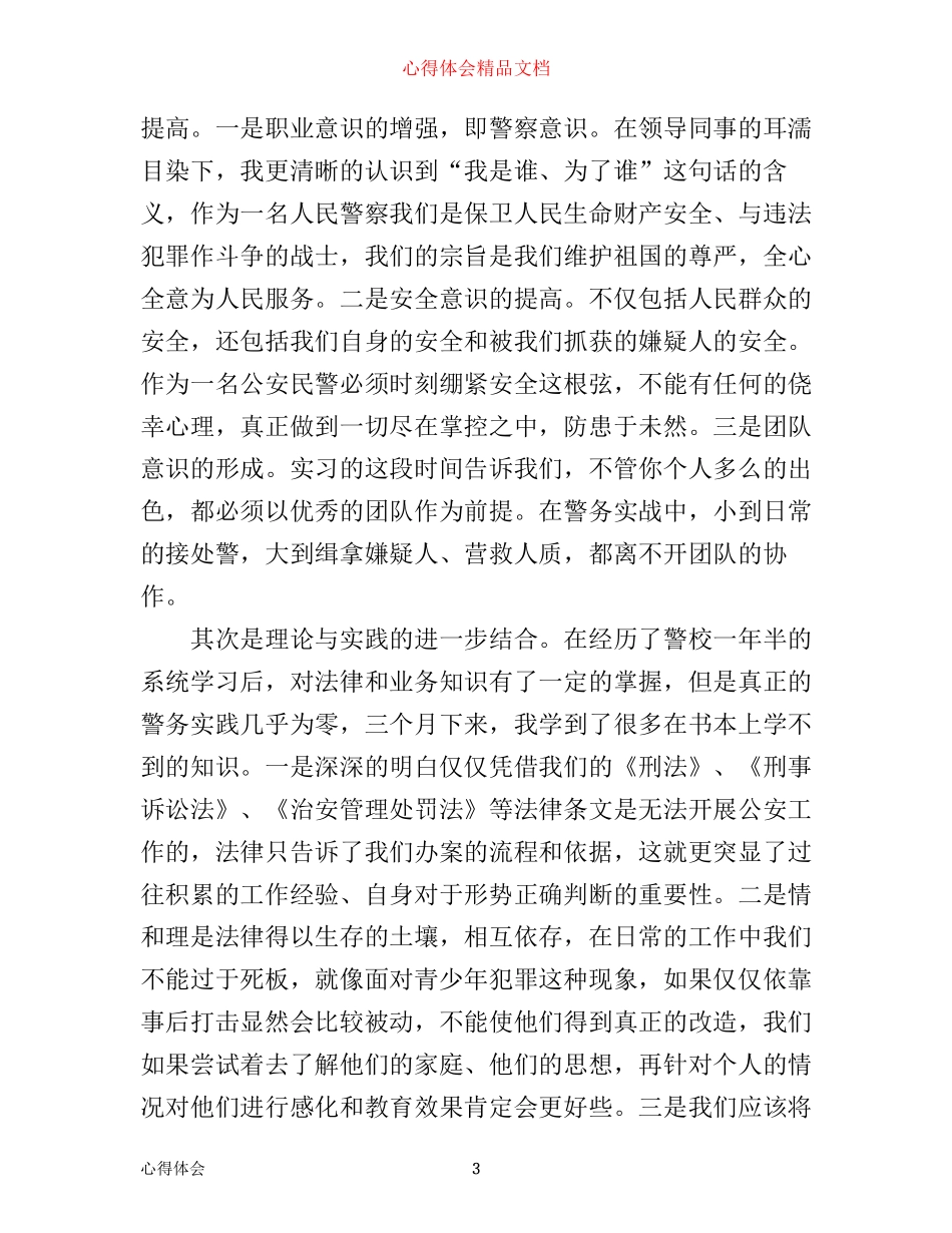 实习警察工作心得体会3篇_第3页