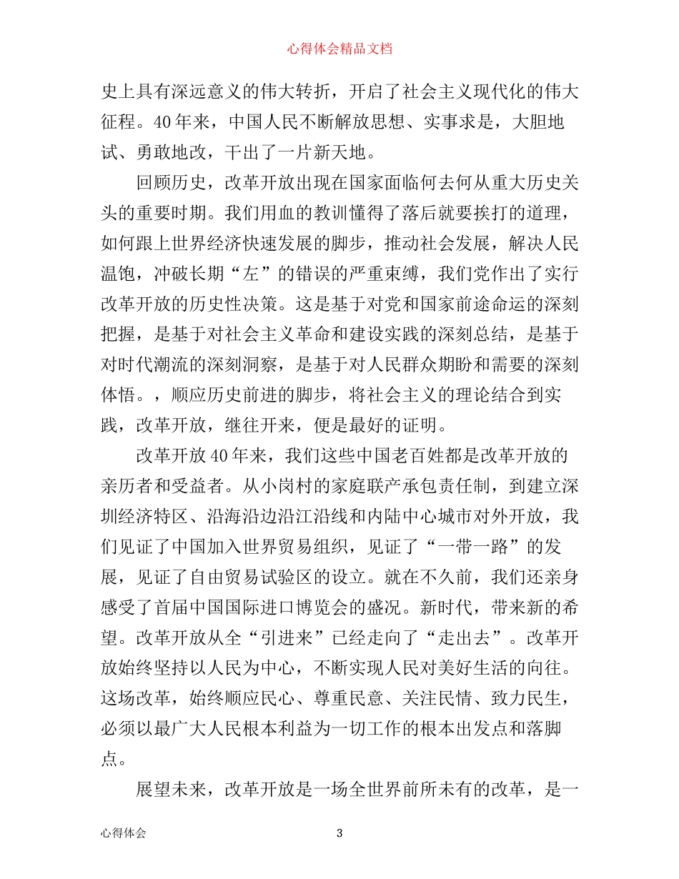 庆祝改革开放40周年大会心得体会_第3页