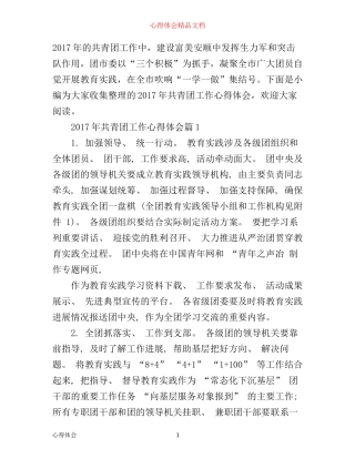 年共青团工作心得体会