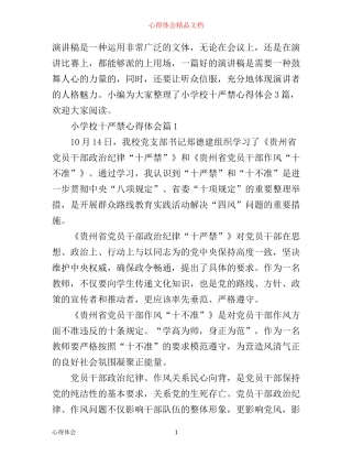 小学校十严禁心得体会3篇