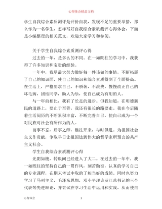 学生自我综合素质测评心得