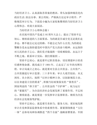 当好经济卫士心得体会
