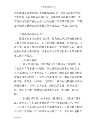 效能建设心得体会范文