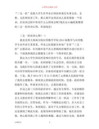 三支一扶培训心得