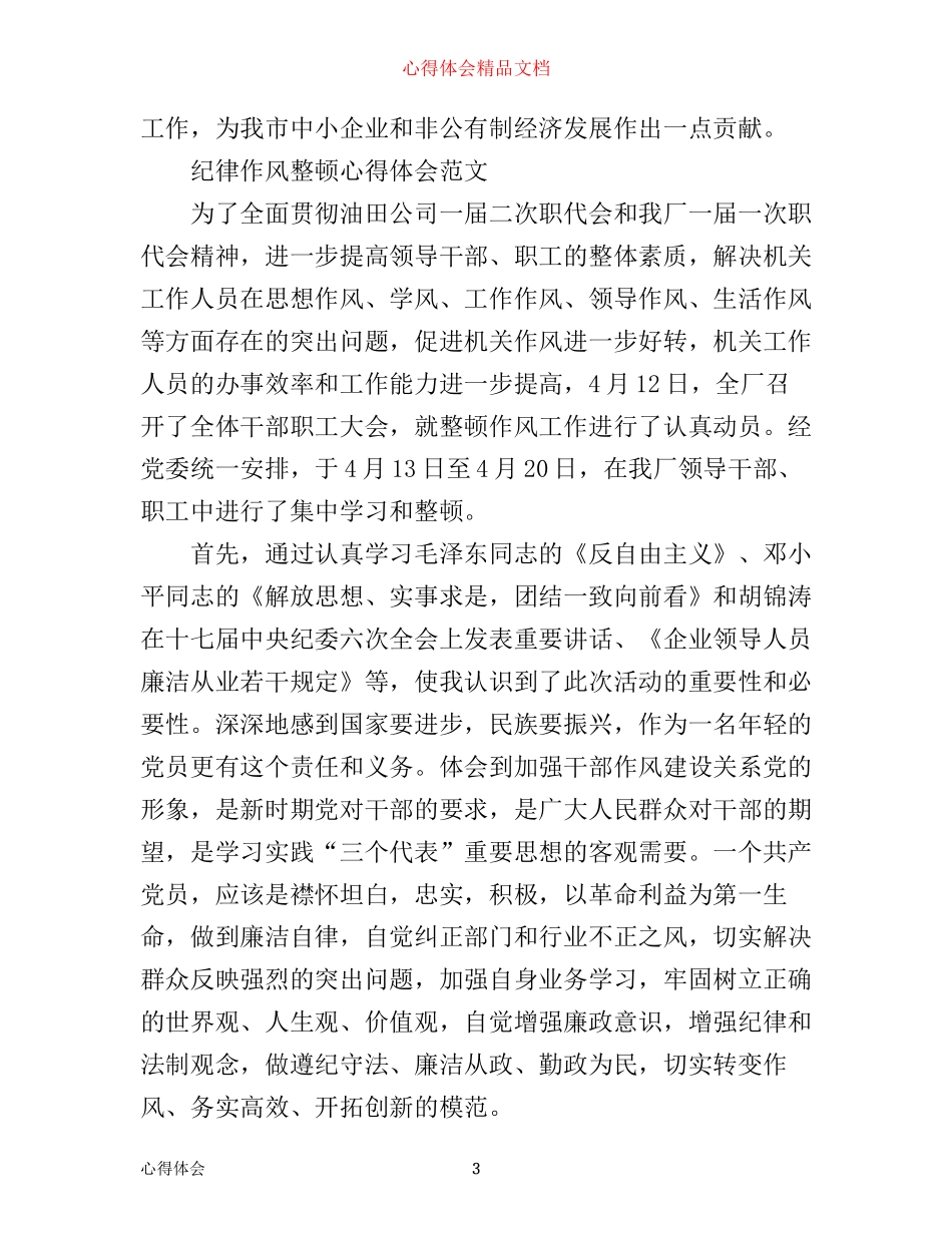 有关纪律作风整顿心得体会范文_第3页