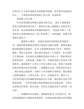 村团委工作心得3篇