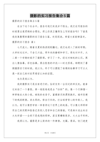 摄影的实习报告集合5篇