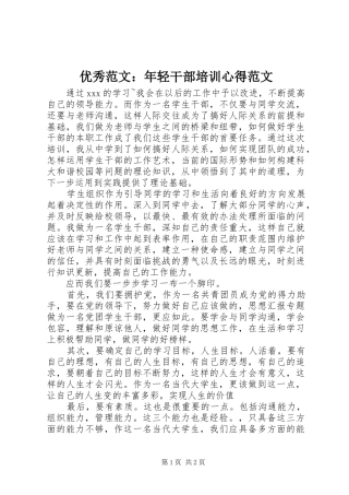 优秀范文：年轻干部培训心得范文