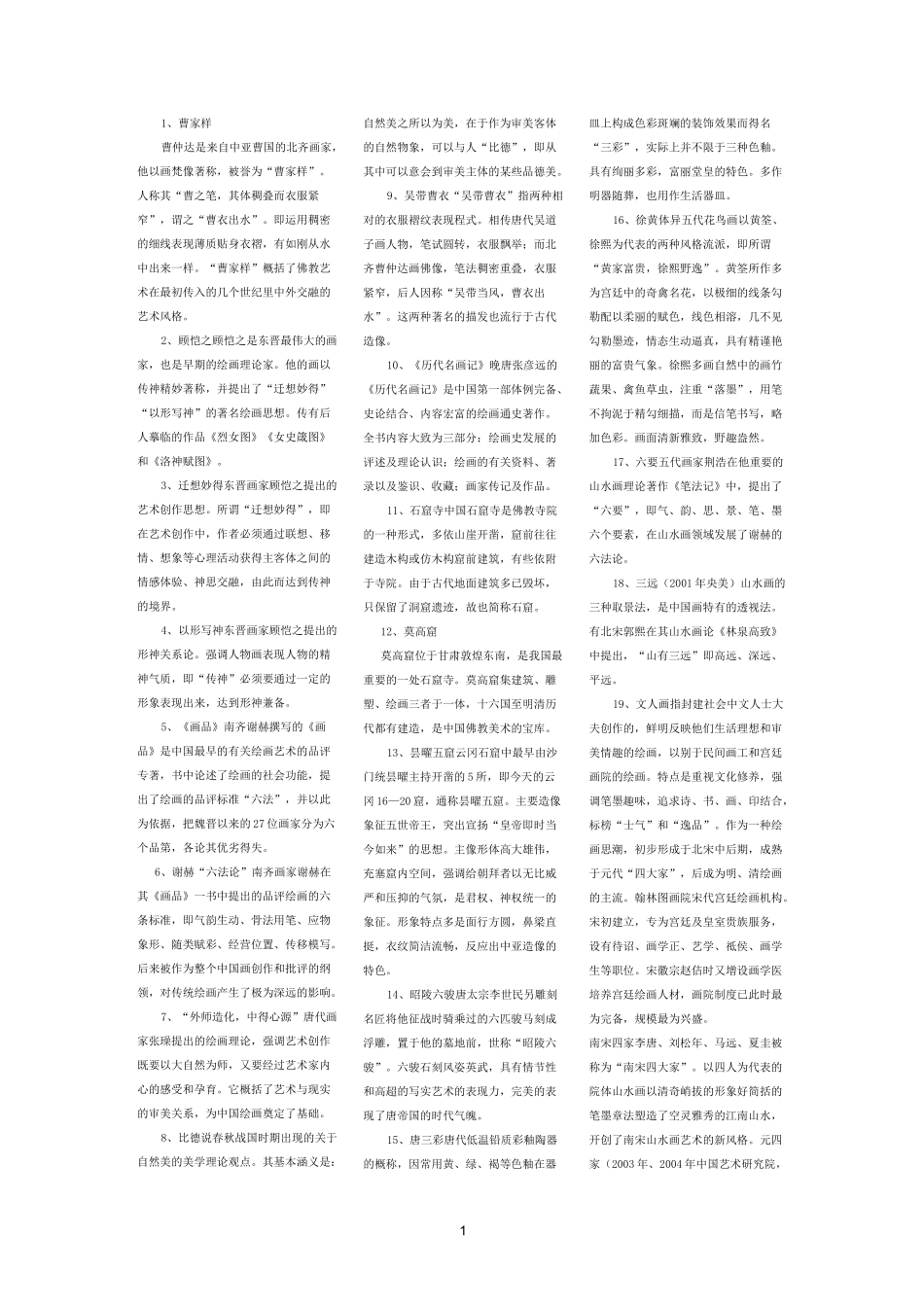 美术史 名词解释_第1页