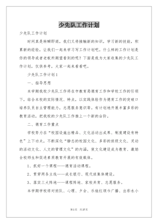 少先队工作参考计划