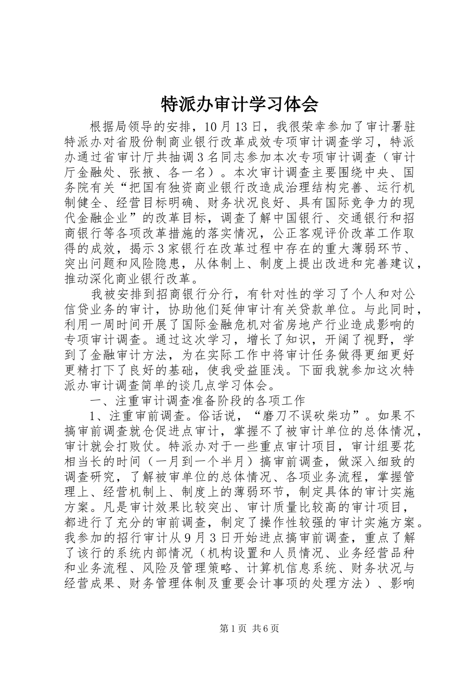 特派办审计学习体会_第1页