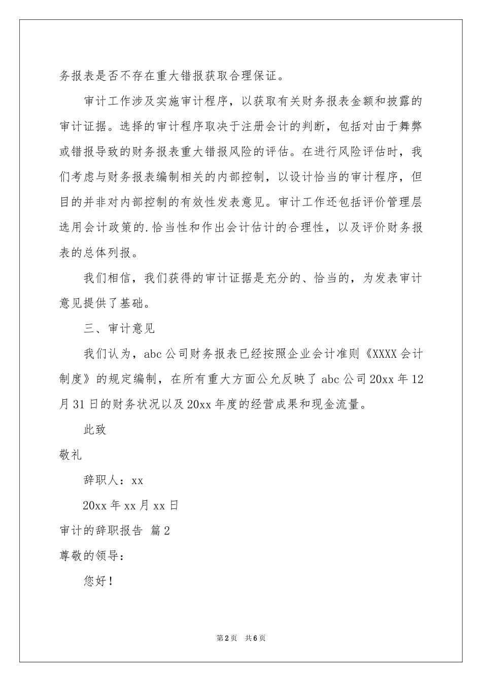 审计的辞职报告3篇_第2页
