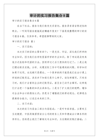 审计的实习报告集合8篇