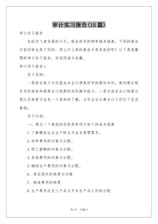 审计实习报告(15篇)