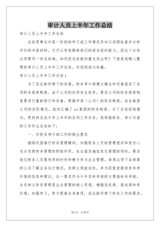 审计人员上半年工作参考总结