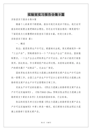 实验室实习报告合集9篇