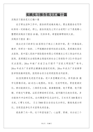 实践实习报告范本汇编十篇