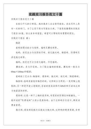 实践实习报告范本十篇