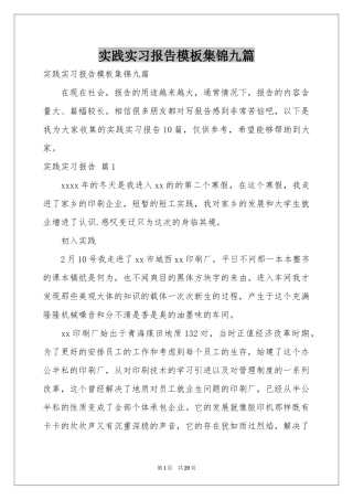 实践实习报告模板集锦九篇