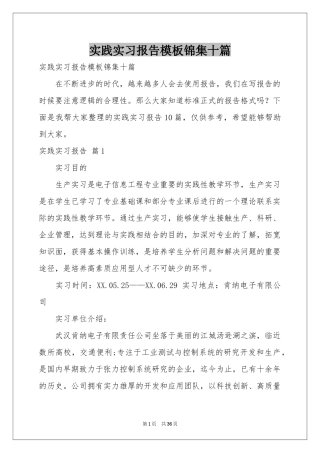 实践实习报告模板锦集十篇