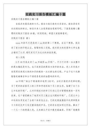 实践实习报告模板汇编十篇