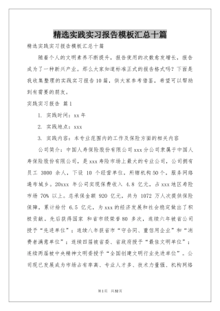 实践实习报告模板汇总十篇