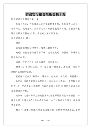 实践实习报告模板合集十篇