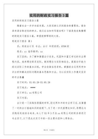 实用的财政实习报告3篇
