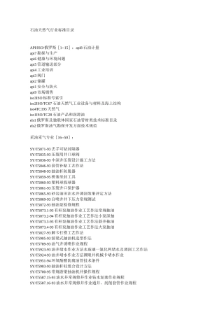 《石油标准》石油天然气行业标准目录