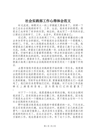 社会实践部工作心得体会范文