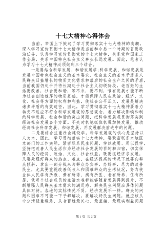 十七大精神心得体会