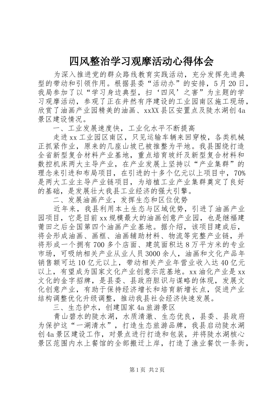 四风整治学习观摩活动心得体会_第1页