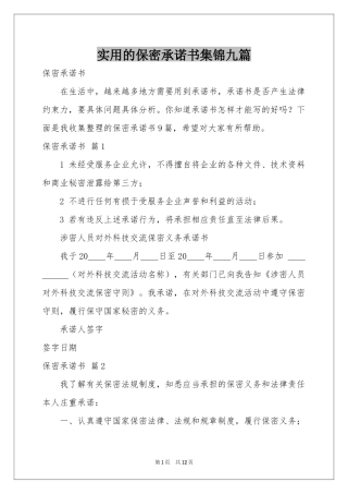 实用的保密承诺书集锦九篇