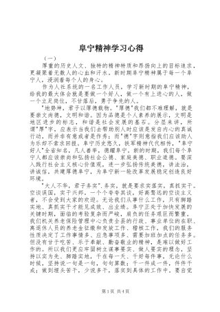 阜宁精神学习心得