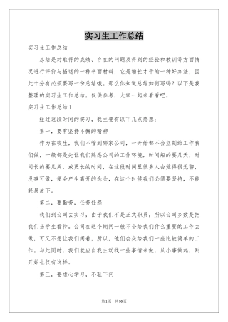 实习生工作参考总结