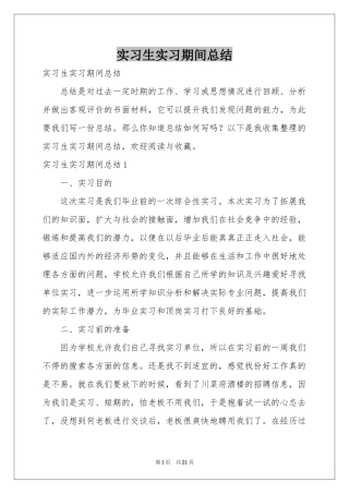 实习生实习期间参考总结